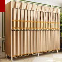 Load image into Gallery viewer, Simple cloth wardrobe bold thickening reinforced all steel frame Oxford cloth curtain cloth double hanging wardrobe storage