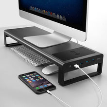 Load image into Gallery viewer, Smart Base Aluminum Alloy Computer Laptop Base Stand with 4 USB 3.0 Support Transfer Wireless Data Charging Office Table Organiz