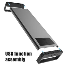 Load image into Gallery viewer, Smart Base Aluminum Alloy Computer Laptop Base Stand with 4 USB 3.0 Support Transfer Wireless Data Charging Office Table Organiz