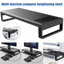 Load image into Gallery viewer, Smart Base Aluminum Alloy Computer Laptop Base Stand with 4 USB 3.0 Support Transfer Wireless Data Charging Office Table Organiz