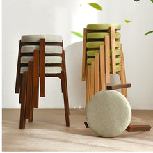 Load image into Gallery viewer, Solid Wood Stool Home Fabric Dining Stool Fashion Creative Small Bench Makeup Stool Simple Dressing