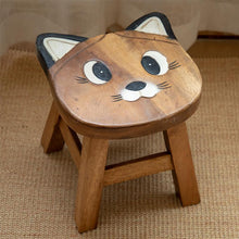Load image into Gallery viewer, Solid wood children's stool wood cute cartoon animal small bench home fashion creative wood low stool wooden bench