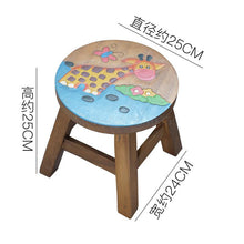 Load image into Gallery viewer, Solid wood children's stool wood cute cartoon animal small bench home fashion creative wood low stool wooden bench