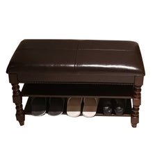 Load image into Gallery viewer, Solid wood shoes bench American shoes bench Shoe cabinet home storage stool door can sit European leather shoe rack storage