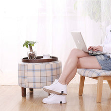 Load image into Gallery viewer, Solid wood storage stool fabric simple American storage box multi-function coffee table stool storage stool sofa change shoe
