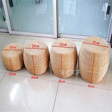Load image into Gallery viewer, Straw Footstool handmade wicker low stool taboret Sofa Ottoman shoes-changing stool
