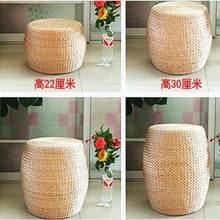 Load image into Gallery viewer, Straw Footstool handmade wicker low stool taboret Sofa Ottoman shoes-changing stool