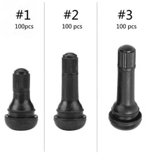 Load image into Gallery viewer, TR412/TR413/TR414 100 pcs Tire valves Car Motorcycle Universal Replacement Snap in Tire Tyre Valve Stem automobiles Rubber Alloy