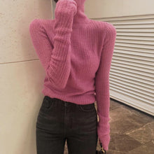 Load image into Gallery viewer, TWOTWINSTYLE White Korean Knitted Sweater For Women Turtleneck Long Sleeve Autumn Slim Pullover Female Clothing Fashion New 2020