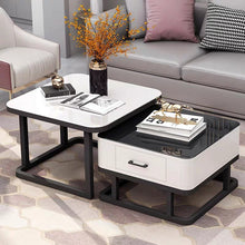 Load image into Gallery viewer, Tempered Glass 2 in 1 Combination Coffee Table with solid wooden Drawer Storage center table for Living Room журнальный столик