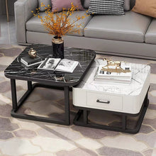 Load image into Gallery viewer, Tempered Glass 2 in 1 Combination Coffee Table with solid wooden Drawer Storage center table for Living Room журнальный столик