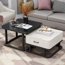 Load image into Gallery viewer, Tempered Glass 2 in 1 Combination Coffee Table with solid wooden Drawer Storage center table for Living Room журнальный столик