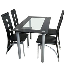 Load image into Gallery viewer, 【US Warehouse】110cm Dining Table Set Tempered Glass Dining Table with 4pcs Chairs Transparent &amp; Black