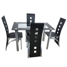Load image into Gallery viewer, 【US Warehouse】110cm Dining Table Set Tempered Glass Dining Table with 4pcs Chairs Transparent &amp; Black