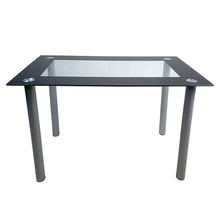 Load image into Gallery viewer, 【US Warehouse】110cm Dining Table Set Tempered Glass Dining Table with 4pcs Chairs Transparent &amp; Black