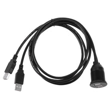 Load image into Gallery viewer, USB Socket Extension Cable 1m 2 USB Plug Lead Panel Data Van Dashboard Flush Cord Dual Car  Mount for Automobiles Motorcycle