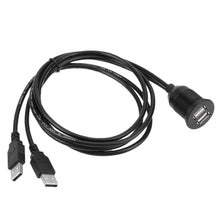 Load image into Gallery viewer, USB Socket Extension Cable 1m 2 USB Plug Lead Panel Data Van Dashboard Flush Cord Dual Car  Mount for Automobiles Motorcycle