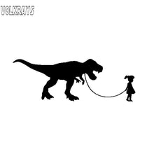 Load image into Gallery viewer, Volkrays Creative Car Sticker Rock and Roll Dinosaur Girl Vinyl Automobile Motorcycle Accessories Black Silver Decals,12cm*4cm