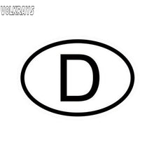Load image into Gallery viewer, Volkrays Creative Decals D Germany Country Code Oval Car Stickers Automobile Motorcycle Car Styling PVC Black/Silver,15cm*10cm