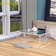 Load image into Gallery viewer, Waterfall Clear Acrylic Tatami Tea Table,Lucite Bed Laptop U Tables-60W 40D 25H CM
