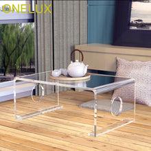 Load image into Gallery viewer, Waterfall Clear Acrylic Tatami Tea Table,Lucite Bed Laptop U Tables-60W 40D 25H CM