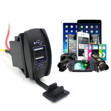 Load image into Gallery viewer, Waterproof Dual USB Car-charger Socket Plug Universal Automobiles Motorcycle 3.1A Charging Power Adapter w/ Blue LED for Phone