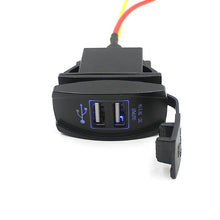 Load image into Gallery viewer, Waterproof Dual USB Car-charger Socket Plug Universal Automobiles Motorcycle 3.1A Charging Power Adapter w/ Blue LED for Phone
