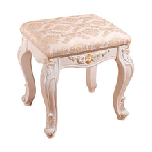 Load image into Gallery viewer, White French Makeup Stool Simple Modern European Dressing Table Stool Imitation Wood Nail Stool Bedroom Change Shoe Bench