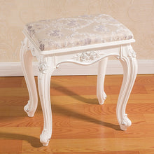 Load image into Gallery viewer, White French Makeup Stool Simple Modern European Dressing Table Stool Imitation Wood Nail Stool Bedroom Change Shoe Bench