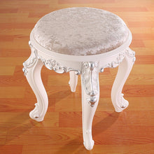 Load image into Gallery viewer, White French Makeup Stool Simple Modern European Dressing Table Stool Imitation Wood Nail Stool Bedroom Change Shoe Bench