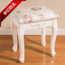 Load image into Gallery viewer, White French Makeup Stool Simple Modern European Dressing Table Stool Imitation Wood Nail Stool Bedroom Change Shoe Bench