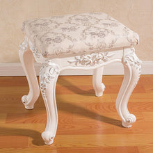 Load image into Gallery viewer, White French Makeup Stool Simple Modern European Dressing Table Stool Imitation Wood Nail Stool Bedroom Change Shoe Bench