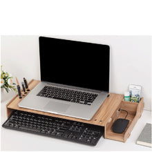 Load image into Gallery viewer, Wooden Laptop Stand Screen Riser Computer Rack Office Desktop Storage Box one Machine Monitor Screen Base Storage Rack Bracket
