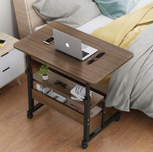 Load image into Gallery viewer, Wooden Laptop Table with Wheels Shelf Storage Height Adjustable Laptop Desk Computer Stand Desk for Sofa Bed Beside