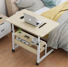 Load image into Gallery viewer, Wooden Laptop Table with Wheels Shelf Storage Height Adjustable Laptop Desk Computer Stand Desk for Sofa Bed Beside