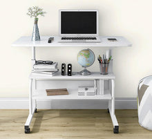 Load image into Gallery viewer, Wooden Laptop Table with Wheels Shelf Storage Height Adjustable Laptop Desk Computer Stand Desk for Sofa Bed Beside