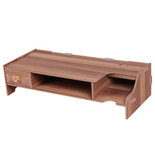 Load image into Gallery viewer, Wooden Monitor Stand Riser Computer Desk Organizer with Keyboard Mouse Storage Slots for Office Supplies School Computer Heigh