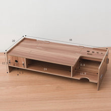 Load image into Gallery viewer, Wooden Monitor Stand Riser Computer Desk Organizer with Keyboard Mouse Storage Slots for Office Supplies School Computer Heigh