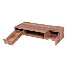 Load image into Gallery viewer, Wooden Monitor Stand Riser Computer Desk Organizer with Keyboard Mouse Storage Slots for Office Supplies School Computer Heigh
