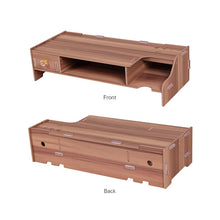 Load image into Gallery viewer, Wooden Monitor Stand Riser Computer Desk Organizer with Keyboard Mouse Storage Slots for Office Supplies School Computer Heigh