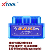Load image into Gallery viewer, XTOOL 2019 Bluetooth V1.5/V2.1 Mini Elm327 obd2 scanner OBD car diagnostic tool code reader For Android Windows Symbian English