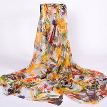 Load image into Gallery viewer, Yellow 100% Pure Silk Long Scarves Fashion Apparel Accessories Women Silk Scarf Tippet Spring Summer Autumn Winter Scarves Wraps