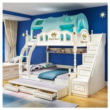 Load image into Gallery viewer, creative Children bed with protection guardrail baby bunk beds with stairs