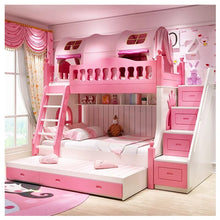 Load image into Gallery viewer, creative Children bed with protection guardrail baby bunk beds with stairs