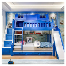 Load image into Gallery viewer, creative Children bed with protection guardrail baby bunk beds with stairs