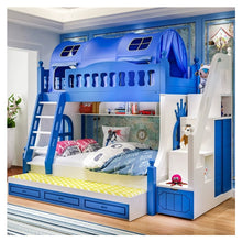 Load image into Gallery viewer, creative Children bed with protection guardrail baby bunk beds with stairs