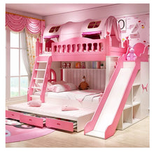 Load image into Gallery viewer, creative Children bed with protection guardrail baby bunk beds with stairs