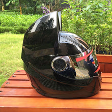 Load image into Gallery viewer, full face helmet personality design with horn capacete casco Motorcycle helmet with cat ears automobile race antifog