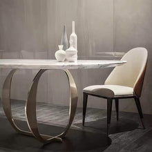 Load image into Gallery viewer, marble dining table home small apartment light luxury table simple modern dining table and chair combination rectangular dining