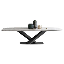 Load image into Gallery viewer, marble dining table rectangular small apartment light luxury dinner table designer postmodern minimalist conference table